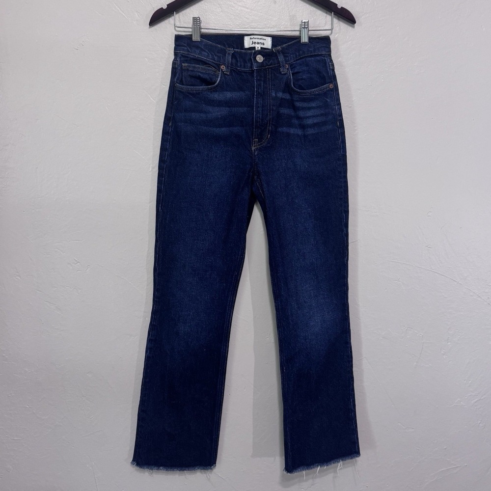 Reformation Women's High Rise Bootcut Dark Wash Blue Denim Jeans 5-Pocket